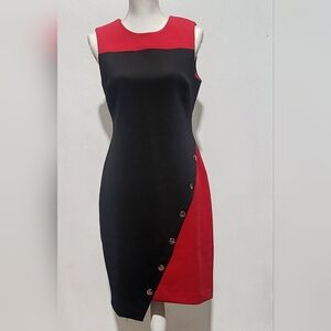 Tommy Hilfiger Sleeveless Black and Red Sheath Dress